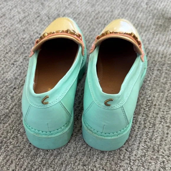 Circus by sam Edelman Pastel Mint and Yellow Leather Platform Loafers - Picture 4 of 7
